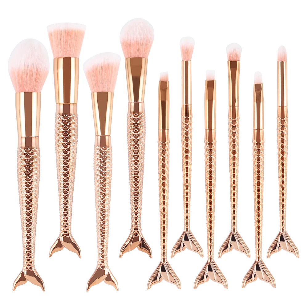 

6/10pcs Mermaid Makeup Brushes Set Foundation Powder Blending Eyeshadow Contour Concealer Blush Cosmetic Beauty Make Up Tools