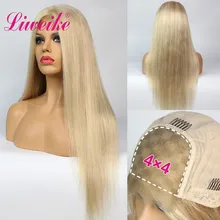 Human-Hair 200%Density Closure Straight Liweike Lace-Wig Pre-Plucked P18/613 20-22inch