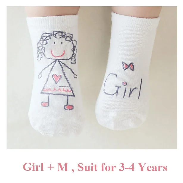 Весенние носки для малышей с героями мультфильмов мягкие хлопковые носки для новорожденных мальчиков и девочек, белые носки для малышей от 0 до 4 лет, 1 пара - Цвет: Girl M