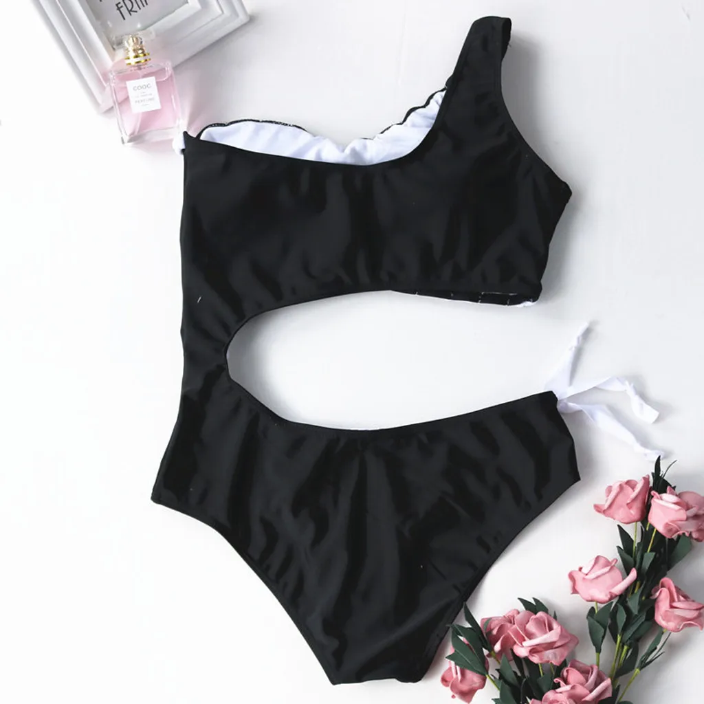 Womail One-Piece Suit 2019 Summer Women Solid One Shoulder One-Piece Bikini Swimwear Bathing Swimsuit Beachwear W3042
