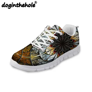 

doginthehole Retro Floral Pattern Women's Running Shoes Summer Outdoor Athletic Training Shoes Female Mesh Flats Sport Sneaker