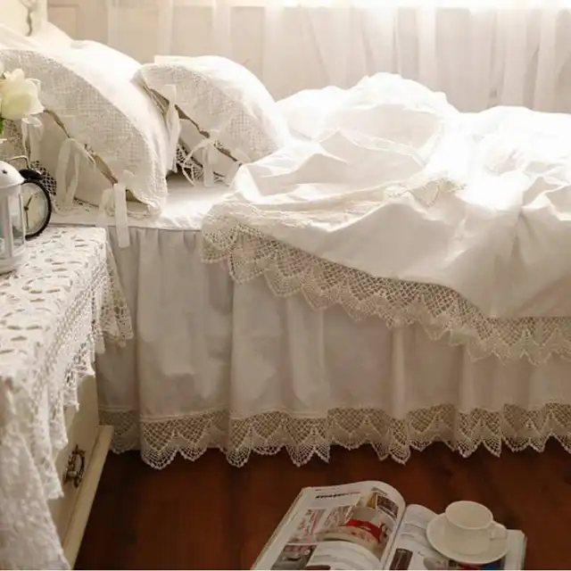 Buy White Lace Princess bedding sets Luxury 4pcs