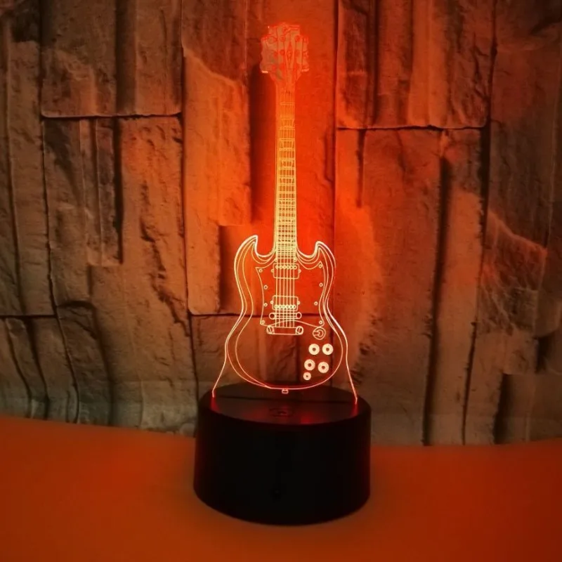 Цветная гитара сенсорный 3d лампа Иллюзия светодиодный ночник USB атмосфера