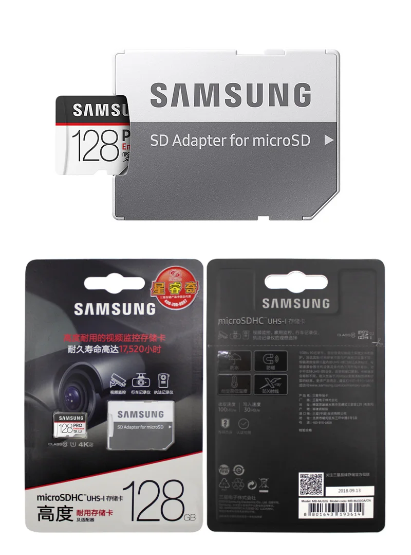 Samsung micro sd карта 32 Гб 64 Гб 128 выносливость Pro 17520 часов продолжительности жизни U1 C10 UHS-I слот для карт памяти для видео мониторный рекордер TF карты