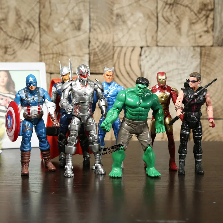 

Avengers2 Age of Ultron Hulk Thor Captain America Ultron Iron Man Hawkeye Quicksilver PVC Action Figures Toys 7pcs/set