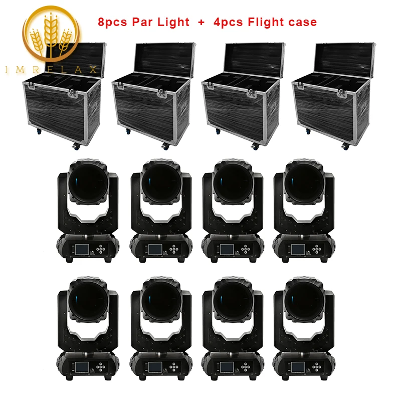 

IMRELAX 8pcs 9R Moving Head Light With Flight Case Package Double Prisms Disco Stage 260w Beam Professional Stage Lighting