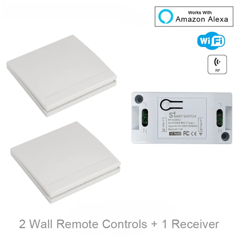 QIACHIP RF WI-FI Беспроводной 10A IOS Android 2200 W AC 90-250 V умный дом выключатель света модуль+ 86 стены Панель Беспроводной передатчик - Цвет: 2 RC and 1 Receiver