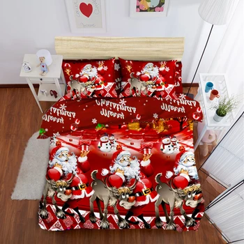 

Christmas Bedding Set Polyester 3D Printed Duvet Cover + 2pcs Pillowcases + Bed linen Set Bedroom Decorations Duvet Cover Set