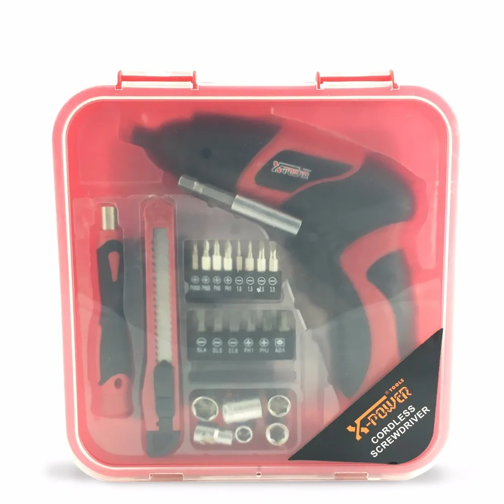 

Rechargeable mini Lithium battery electric cordless screwdriver drill wrench Knift power and manual tool set with box