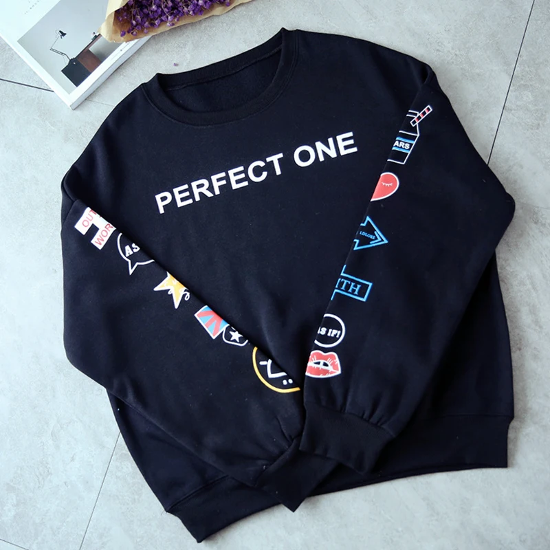 New Cartoon Anime Harajuku Sleeve Print Plus Velvet Thick Sweatshirts Female Student Shirt Lazy Fashion Women's Clothing | Женская