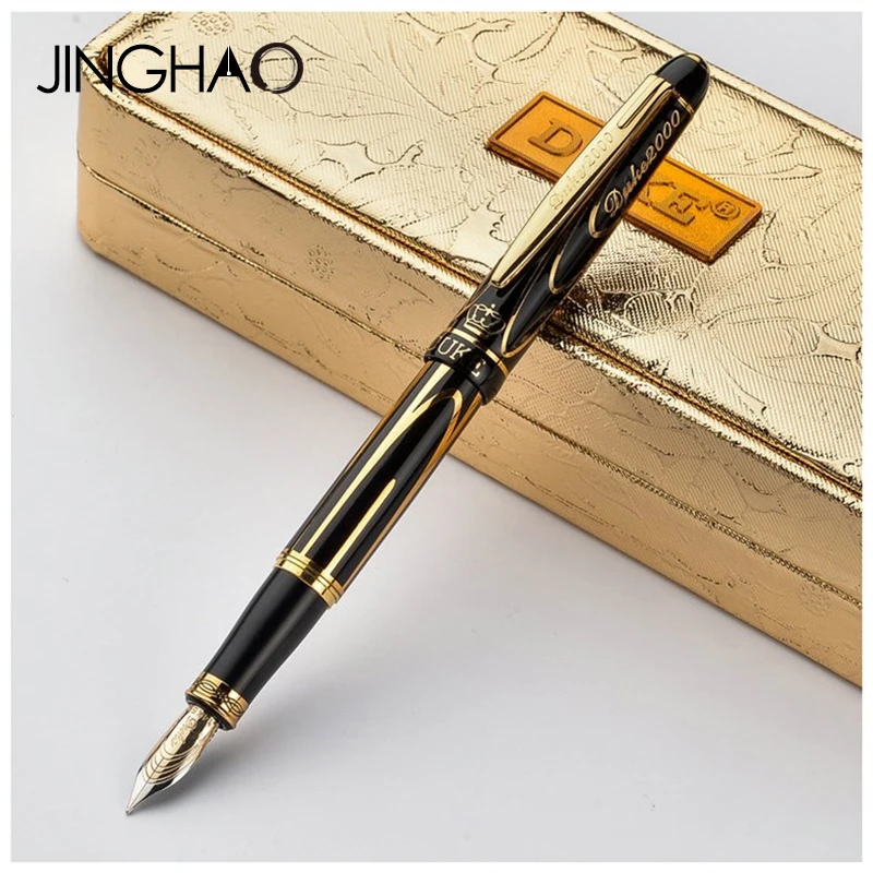

Luxury 8K Gold Nib Fountain Pen 0.5mm Golden Clip Ink Pen Business Student Gift Writing Stationery with a High-end Gift Case