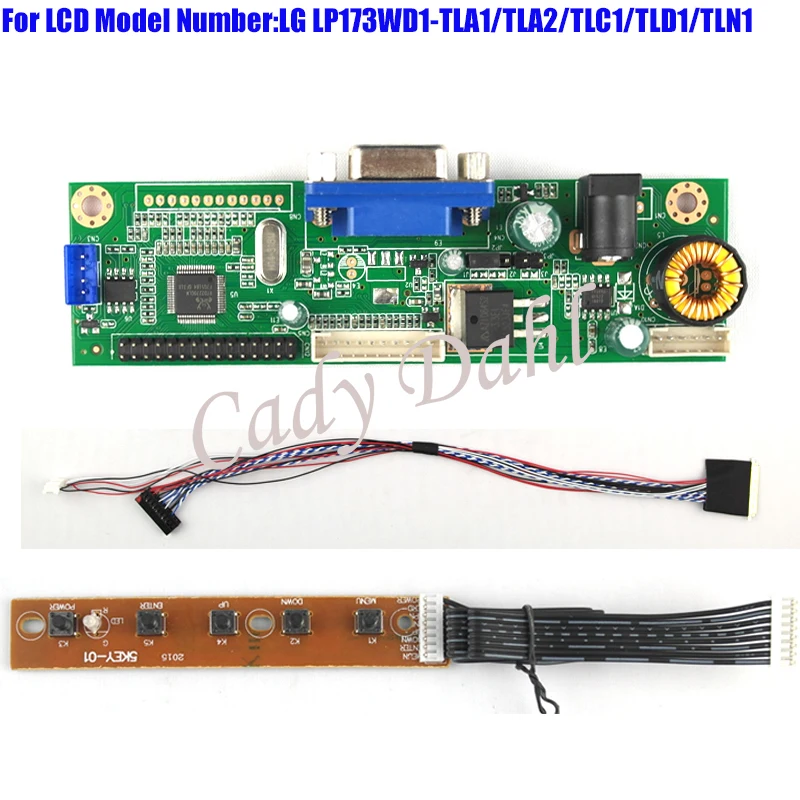 Модуль платы контроллера VGA + комплект кабелей 40p Lvds ДЛЯ LP173WD1 - TLA1/TLA2/TLC1/TLD1/TLN1 1600x900