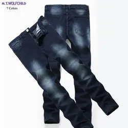 2018 модные мужские джинсы мужские потертые джинсовые брюки Masculino повседневные Прямые узкие эластичные мужские брюки 28-42
