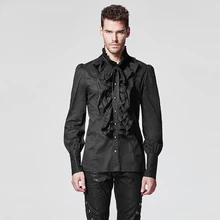 Gothic Ruffles Man Shirt Steampunk Black White Long Sleeve Single Breasted Cotton Shirt Tops Gothic Ruffles Man Shirt Steampunk Black White Long Sleeve Single Breasted Cotton Shirt Tops