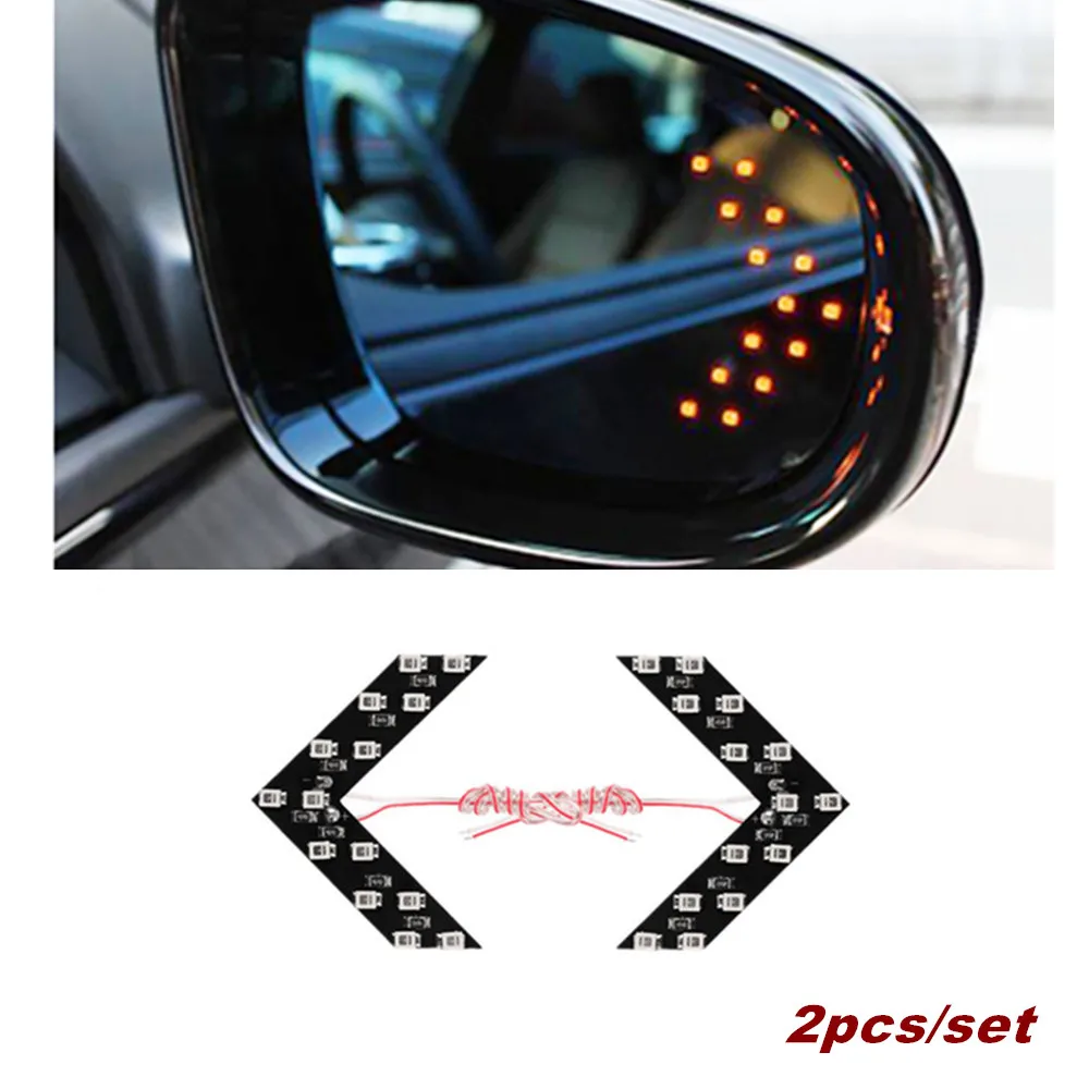 

2PCS 14 SMD LED Arrow Panels Light Car styling Car Side Mirror Turn Signal Indicator Light Car led Parking Car Accessories