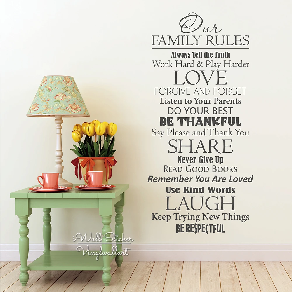 Our Family Rules Quotes Wall Decal Home Quote Wall Sticker DIY Vinyl Family Rules Wall Lettering Our Family Rules Quotes Wall Decal Home Quote Wall Sticker DIY Vinyl Family Rules Wall Lettering