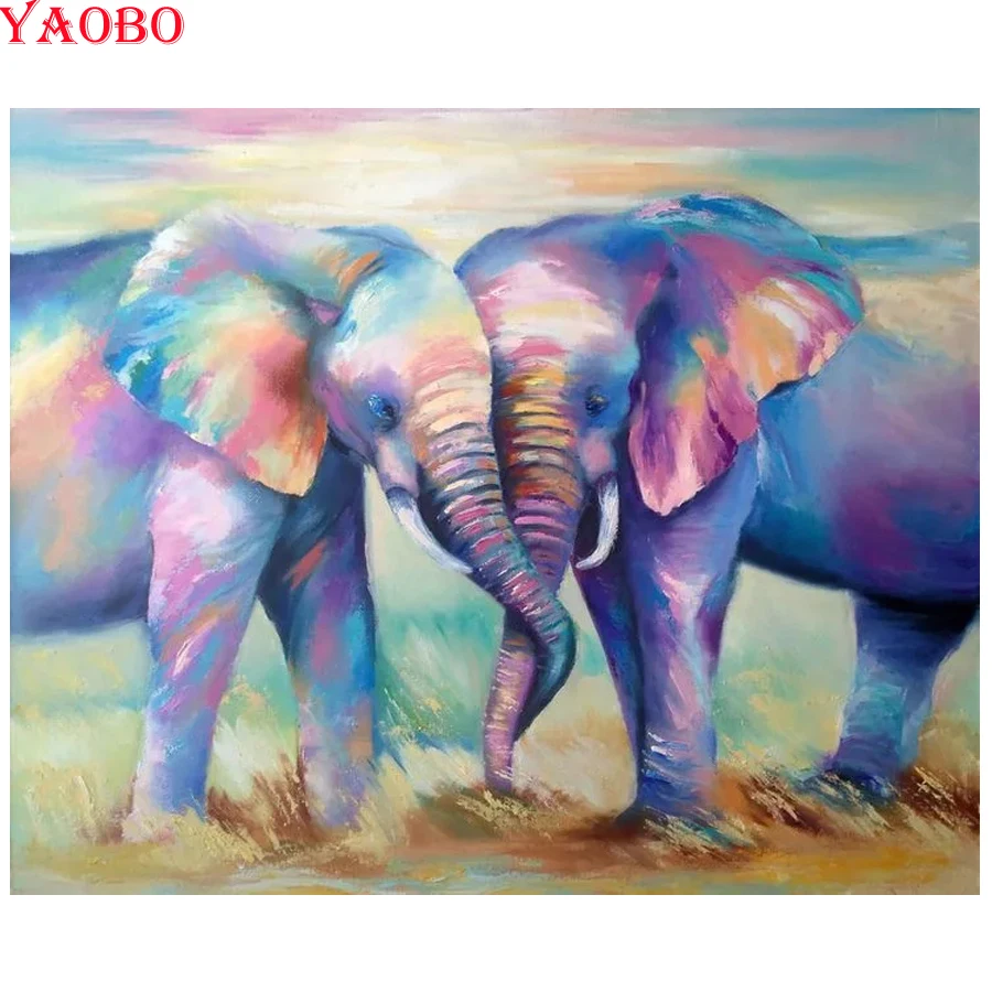 Квадратная/круглая Алмазная 5d картина Yaobo сделай сам вышивка Слон стразы мозаика