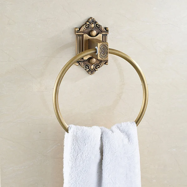 Винтажный Тотем медная Ванна Аппаратные Наборы латунный аксессуар для ванной набор держатели для полотенца - Цвет: Towel Ring