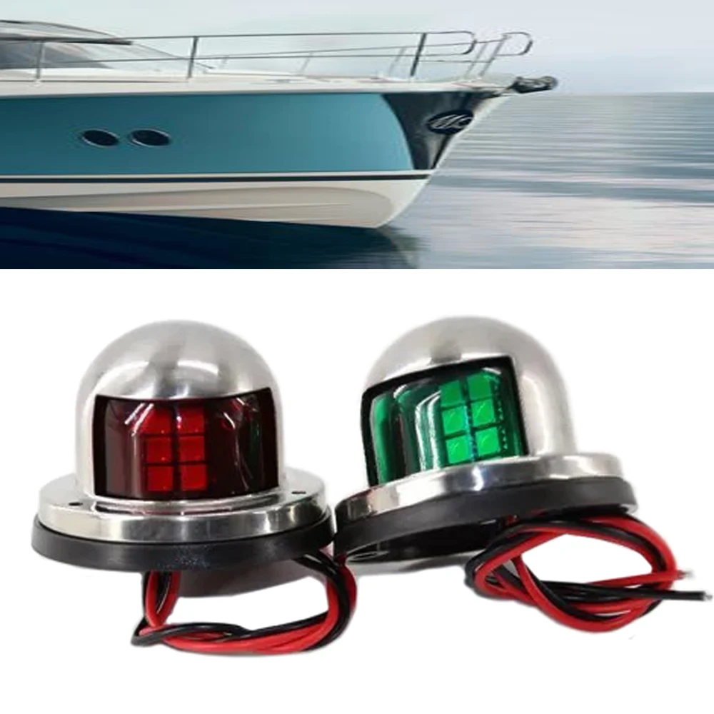 JEAZEA 1 Pair Stainless Steel 12V LED Sailing Signal Light font b Lamp b font Bow