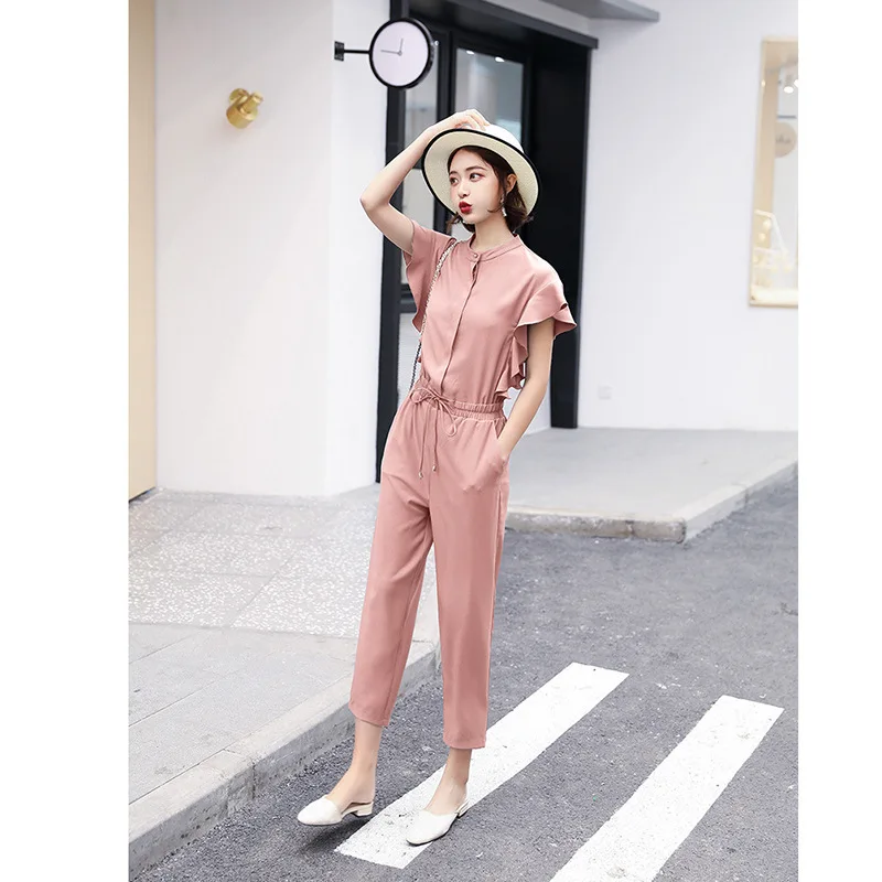 Lotus Sleeve Jumpsuit Women 2015 Spring And Summer New European Style One Piece Pants Female Elegant High Waist Trousers Lotus Sleeve Jumpsuit Women 2015 Spring And Summer New European Style One Piece Pants Female Elegant High Waist Trousers