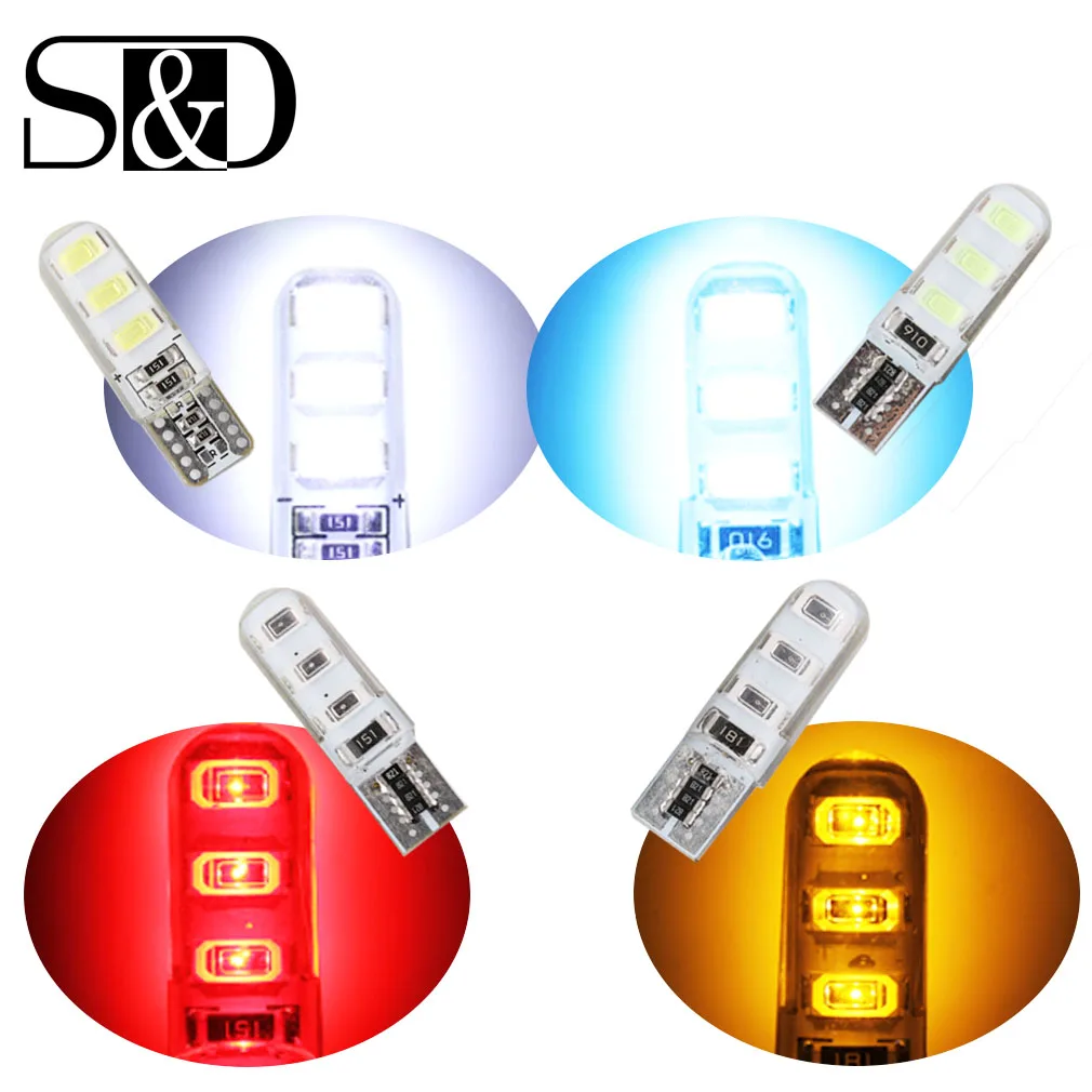 

T10 194 168 921 W5W Silica Gel COB LED Car Bulb - Error Free Canbus Lamp For Car Replacement Light Interior Light 12V RGB