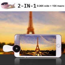2в1 HD комплект линз для камеры телефона 0.36X широкоугольный 15X макрообъектив для sony xperia z1 z3 compact m5 xa Nokia Lumia 1020 630 640