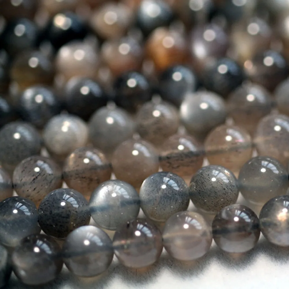 

Meihan Free shipping (2 strands/set/34g) natural 5.5-6mm amazing black sunstone round loose beads for jewelry making design