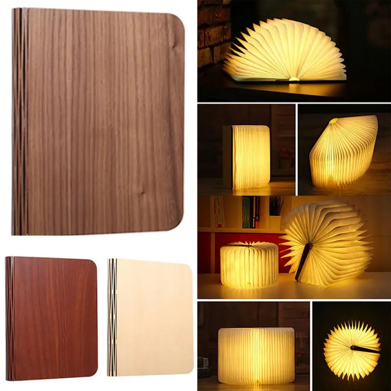 

Wood Turning Books Nightlight USB Rechargeable LED Folding Lamp Book Creative Ffashion Gift Table Lamp