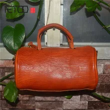 AETOO большая кожаная сумка растительного дубления с эффектом потертости цвета ретро дерево крем кожа мягкая сумка