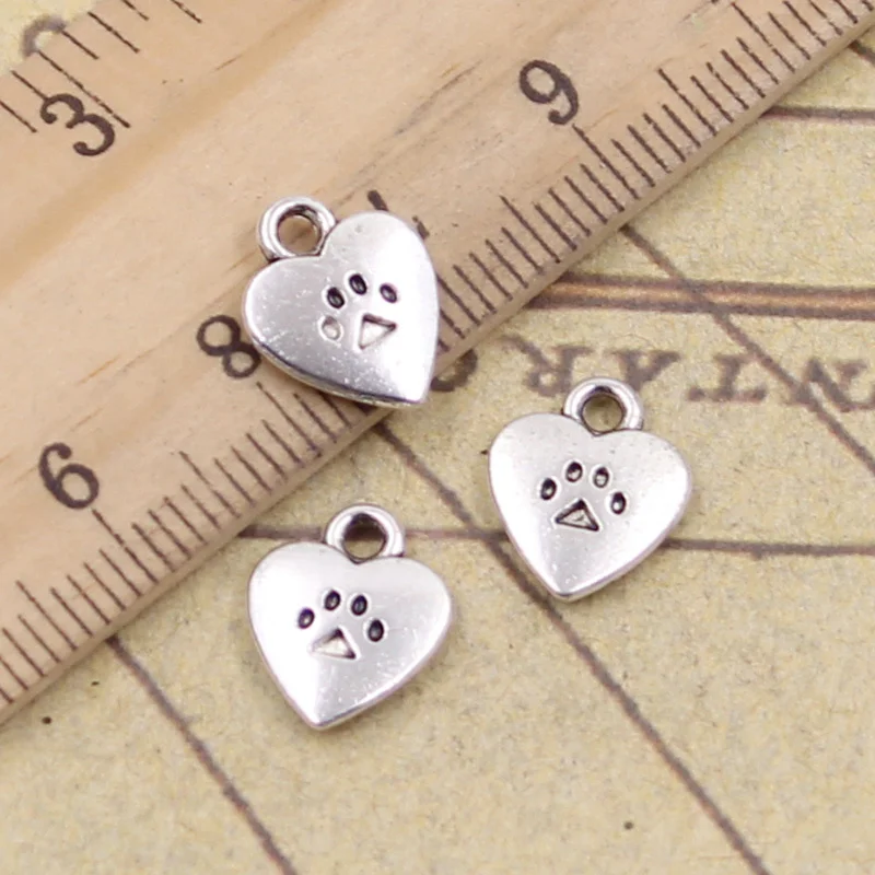 

20pcs/lot Charms heart dog claw bear paw 12x9mm Tibetan Silver Pendants Antique Jewelry Making DIY Handmade Craft for Necklace