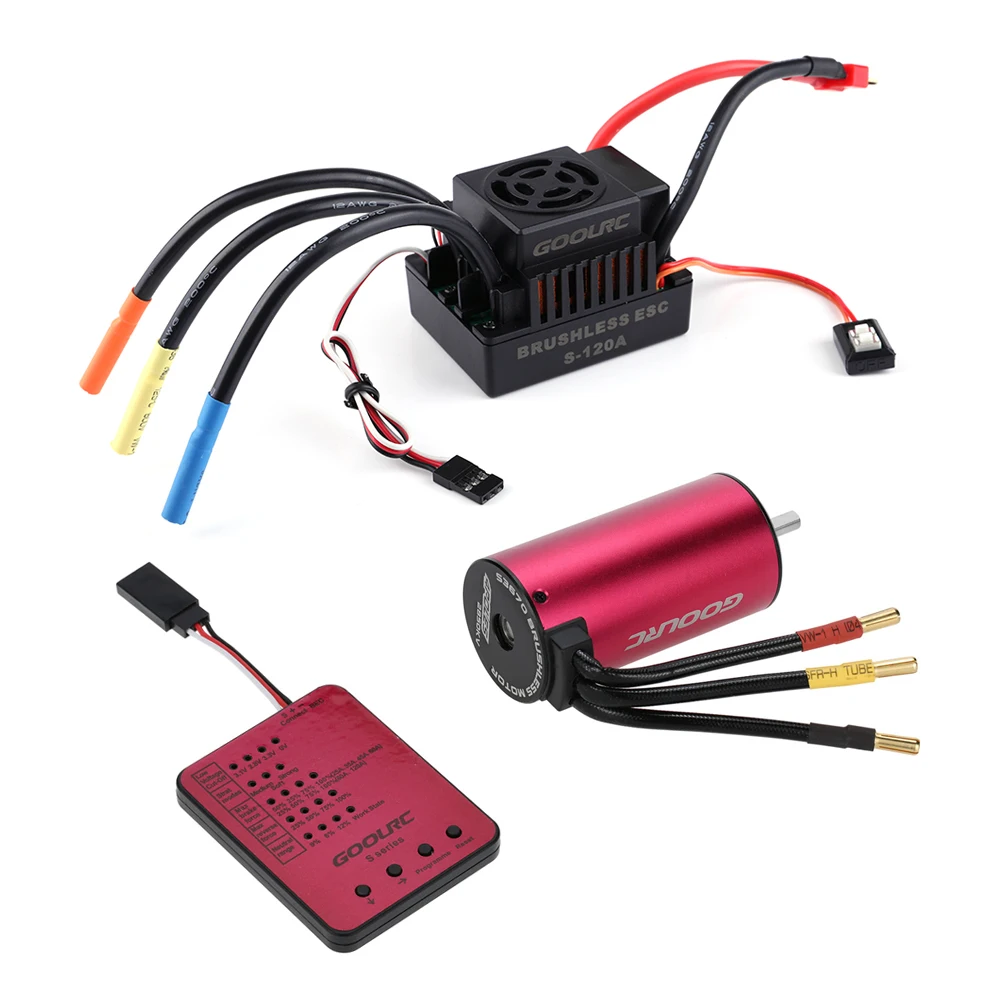 

GoolRC S3670 2850KV Sensorless Brushless Motor 120A Brushless ESC and Program Card Combo Set for 1/8 RC Truck Car