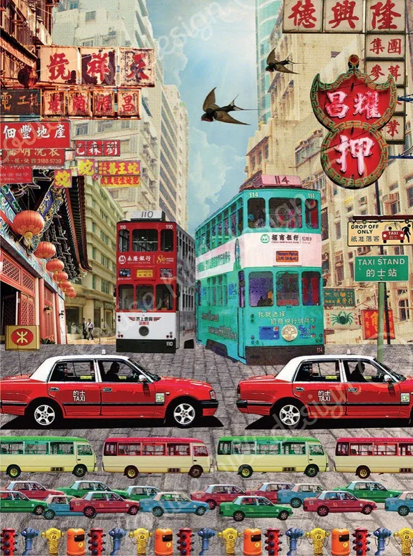 Vintage Chinese Hong Kong Sreet Tourism Travel Retro Poster Canvas