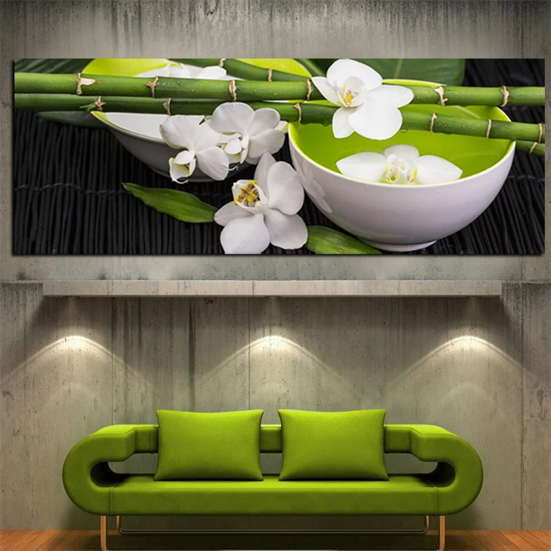 HD Print Green Bamboo Orchid Oil Painting on Canvas Modern Sofa Wall Pop Art for Living Room Cuadros Decoration Poster unframed