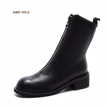 Jaro Vega Women’s Zipper Round Toe Sheepskin Genuine Leather Boots Booties