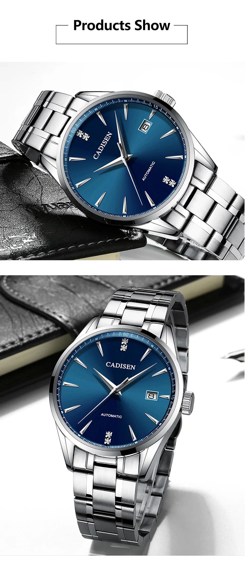 CADISEN Movt Nh35 часы мужские брендовые модельные модные механические наручные часы из нержавеющей стали Relogio Masculino 5ATM водонепроницаемые C1033