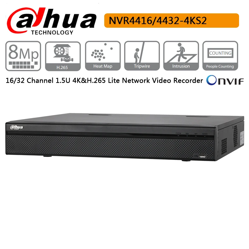 Original Dahua 16CH 32CH NVR4416-4KS2 NVR4432-4KS2 4K&ampH.265 Lite Network Video Recorder with HDMI/VGA simultaneous video output |