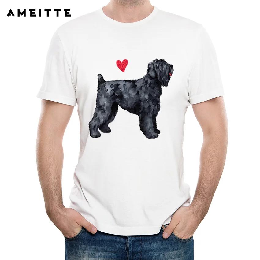 I Love my Black Russian Terrier T-Shirt Summer Customied White Printed Animal TShirt Tops Men's Casual Tee Shirts Clothes | Мужская