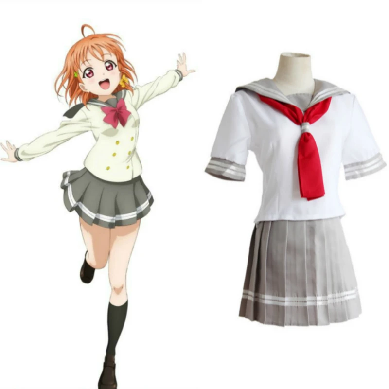 Женское платье для косплея Love Live Sunshine Takami Chika Aqours групповая форма с париками Vestidos