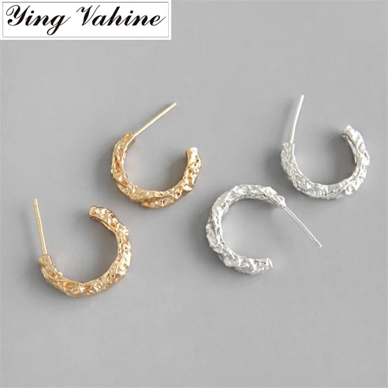 

ying Vahine Rose Gold Color Women's Earrings 925 Sterling Silver Geometric Semicircle Stud Earrings for Women oorbellen brincos