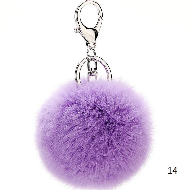 

Fur Pom Pom Keychains Genuine Rabbit Fur Ball Key Chain Porte Clef Pompom De Fourrure Fluffy Bag Charms Bunny Keychain Keyring