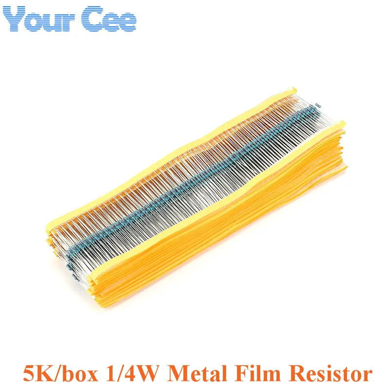 1 4W Metal Film Resistor Resistance 1% Tolerance Precision RoHS Lead Free for 0R to 10M