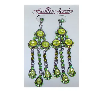 

Earrings long silver with stones bright Yellow