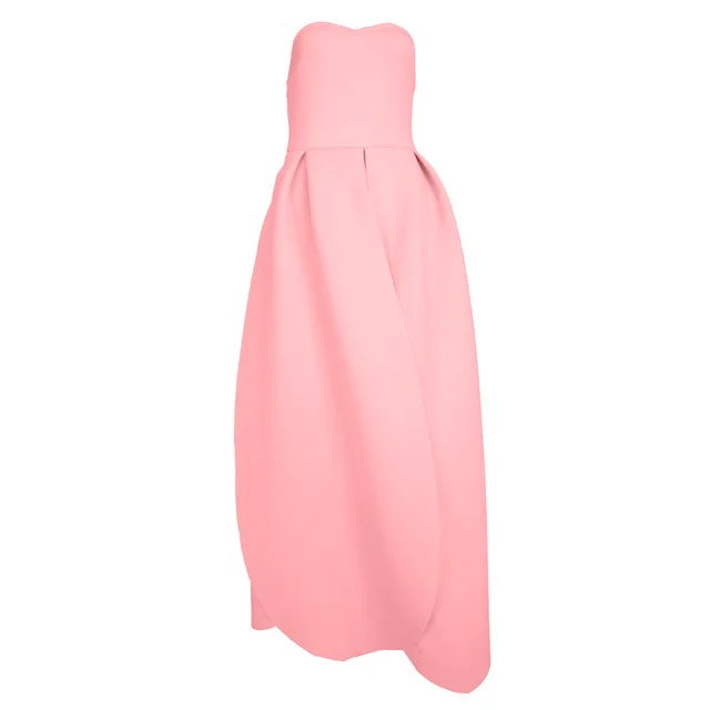 Amily. C Pure Scuba холодный плечевой ремень Petaline mangas vestido de cintura alta elegante Maxi - Цвет: Pink