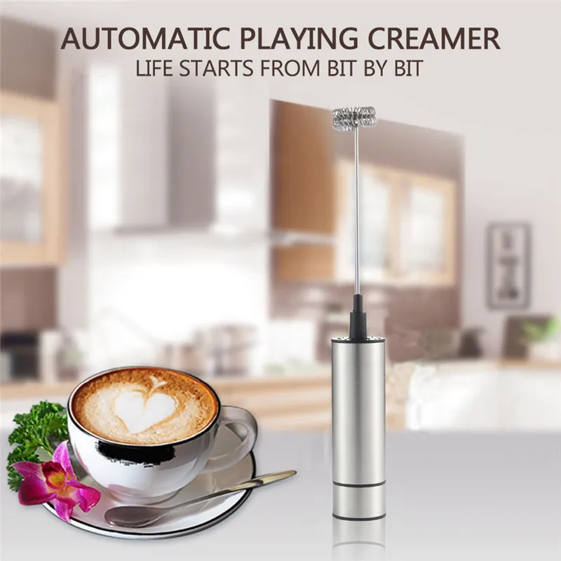 

Electric Handheld Milk Frother Foamer Double Spring Triple Whisk Head Agitator Blender Mixer Stirrer Coffee Maker Tool