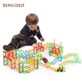 

DIY Train Track Toy Model Racing Car Rail Electric Road Construction Sets Slot Railway Transport magic flexible track toys