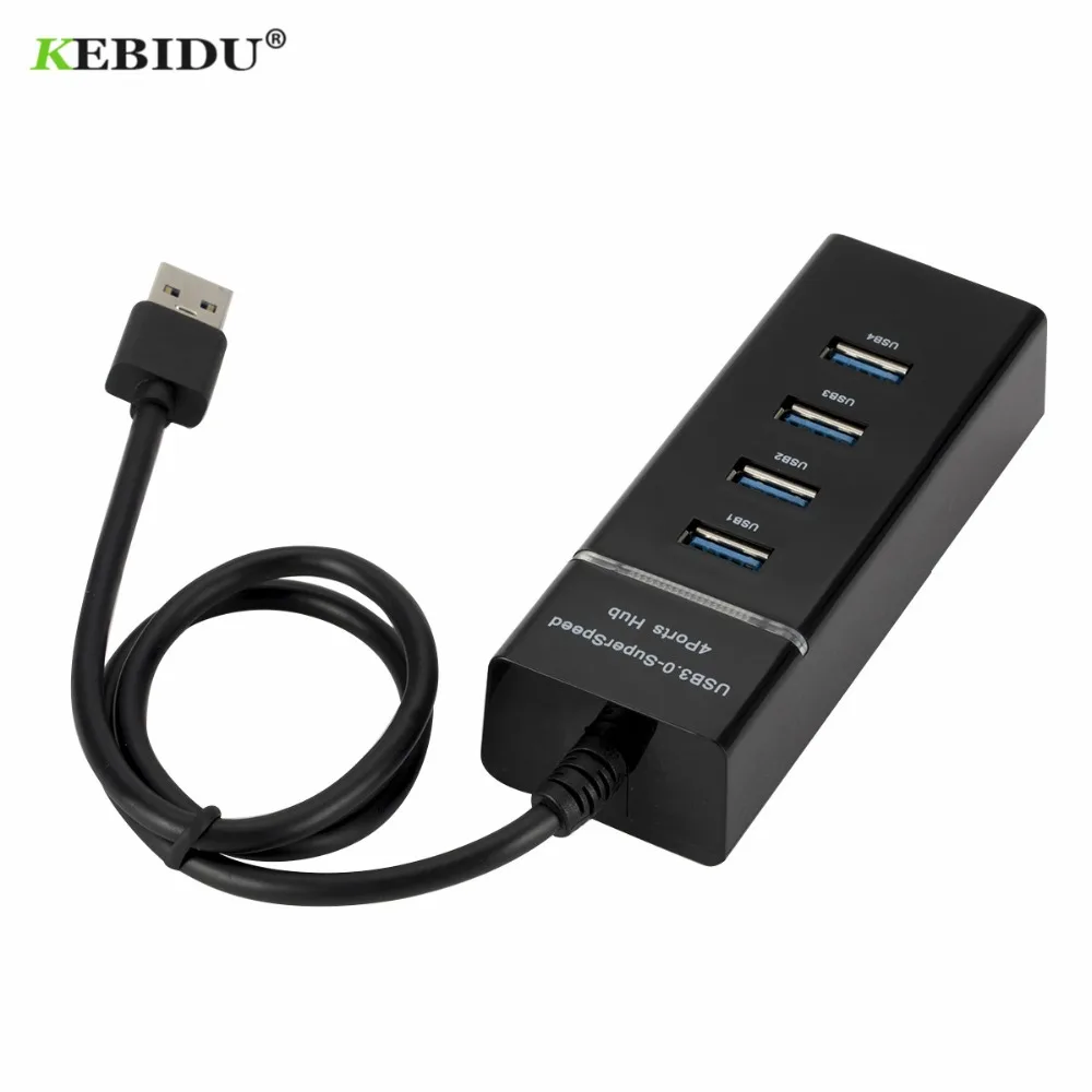 KEBIDU высокоскоростной 4 порта USB 3,0 концентратор USB разветвитель портативный usb-порт usb-хаб для Apple Macbook Air ноутбук ПК планшет высокая скорость