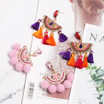 

FASHIONSNOOPS Long Drop Tassel Earrings For Women Vintage Big Crystal Earring Wedding Statement Jewelry Earrings Female