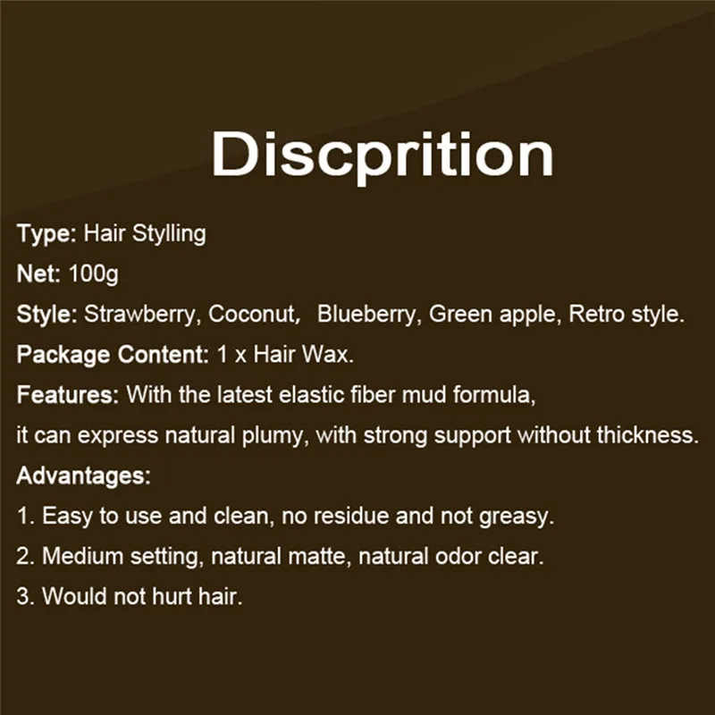 Fragrance Men Styling Makeup Natural Hairstyle Wax Hair Clay Strong Styling Cream Styling Tools Strong style restoring Pomade