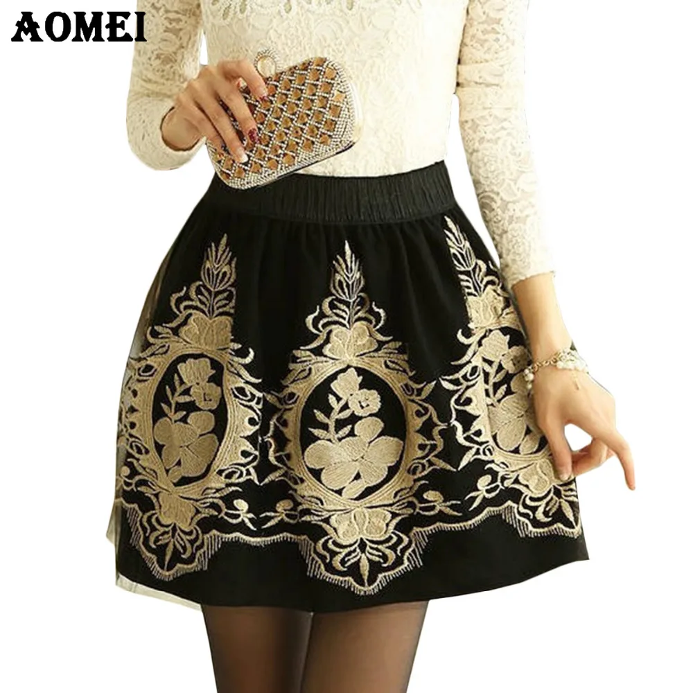 Buy Black Grunge faldas Skirts Embroidery Vintage