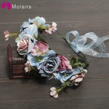 MOLANS простой сплошной стимуляции цветочный свадебный аксессуары для волос, венки Мути-цвет цветок ручной работы пластиковый лист обруч